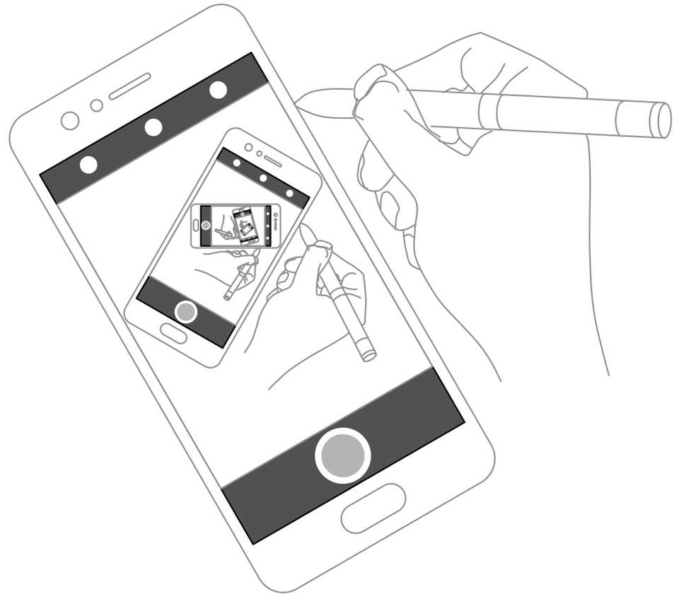 Line drawing of a hand drawing a phone taking a picture of a hand drawing a phone taking a picture…